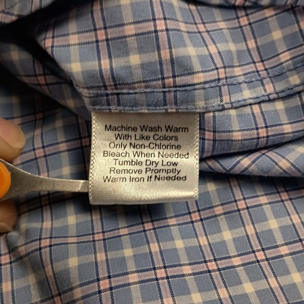 Jos. A. Bank Button Down Shirt Mens L Blue Plaid Excellent Traveler Slim Fit - Picture 10 of 11
